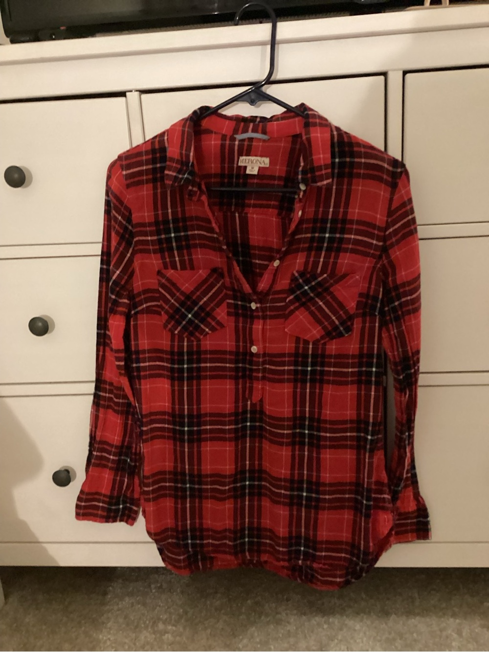 Merona Red and Black Plaid Button-Down Shirt